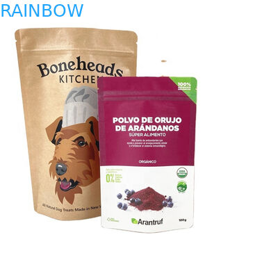 OEM Logo personalizzato Sacchetti di carta Kraft biodegradabili per biscotti, torte e noci, prodotti commestibili, polvere, alimenti per animali domestici, sacchetto antiodore con finestra