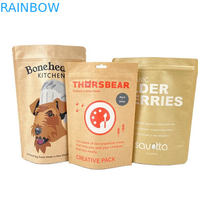 Stampa digitale Logo personalizzato Sacchetti di carta kraft bianca per manghi Noci in polvere Alimenti per animali da compagnia Biodegradabile Imballaggio di carta a prova di odore