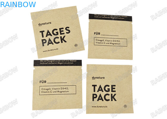 Sacchetto di tè vuoto biodegradabile su misura, sigillo termico a tre lati, sacchetto di imballaggio per tè e caffè, sacchetto di imballaggio per compresse in carta kraft