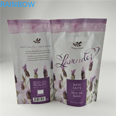 Dimensioni e colori personalizzati Disponibile Imballaggio Matta Folio di alluminio Bagno sale Stand Up Borsa Ziplock Doypack