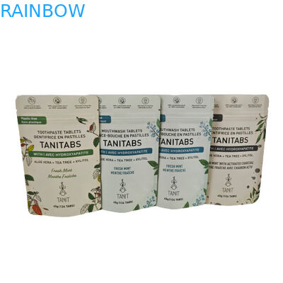 Busta Kraft compostabile ecocompatibile con cerniera chiudibile per confezioni di polveri cosmetiche