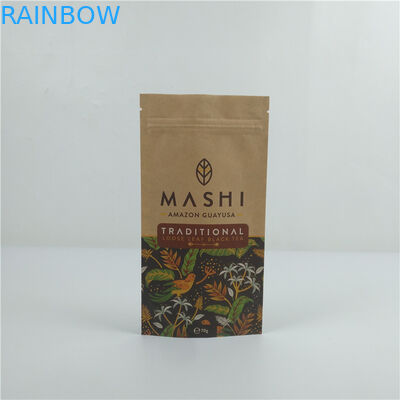 Busta di carta kraft compostabile su misura Busta di carta biodegradabile per la stampa su misura per alimenti e utensili