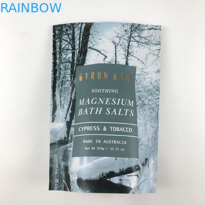 Vari formati di pacchetti di campioni di foglio per sacchi di sale da bagno Mylar all'interno dell'articolo