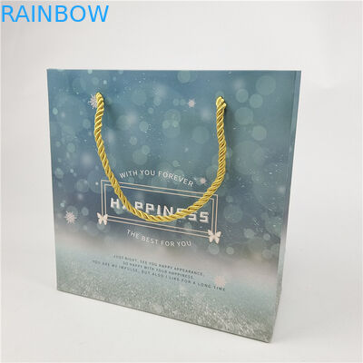 Best seller Logo riciclabile e rispettoso dell'ambiente Borsa di carta stampata Imballaggio Bianco 110 grammi Riutilizzabile