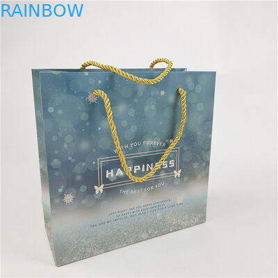 Best seller Logo riciclabile e rispettoso dell'ambiente Borsa di carta stampata Imballaggio Bianco 110 grammi Riutilizzabile