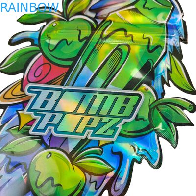 Sacchetto in plastica per confezionamento di biscotti a forma irregolare, con chiusura a zip Mylar da 3,5g e 7g, a prova di odore, soft touch, fustellato