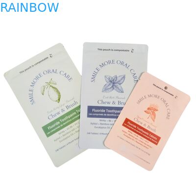 Sacchetto di carta Kraft biodegradabile bianco con supporto, busta richiudibile con zip, imballaggio in plastica per alimenti per animali domestici, compostabile