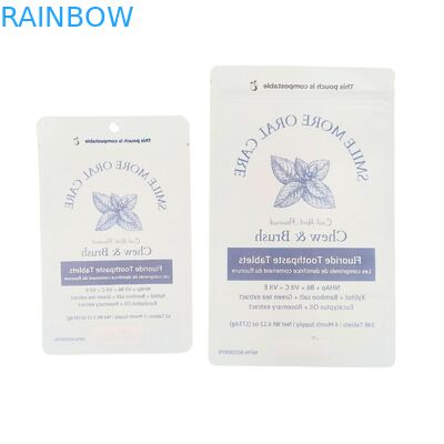 Sacchetto di carta Kraft biodegradabile bianco con supporto, busta richiudibile con zip, imballaggio in plastica per alimenti per animali domestici, compostabile
