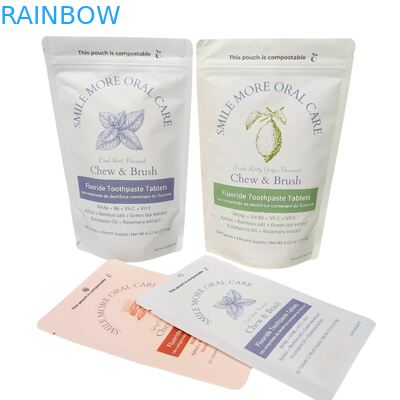 Sacchetto di carta Kraft biodegradabile bianco con supporto, busta richiudibile con zip, imballaggio in plastica per alimenti per animali domestici, compostabile