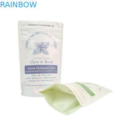 Sacchetto di carta Kraft biodegradabile bianco con supporto, busta richiudibile con zip, imballaggio in plastica per alimenti per animali domestici, compostabile