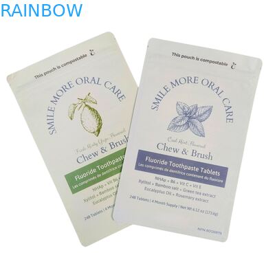 Sacchetto di carta Kraft biodegradabile bianco con supporto, busta richiudibile con zip, imballaggio in plastica per alimenti per animali domestici, compostabile
