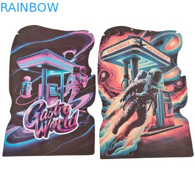 Sacchetti in Mylar fustellati a forma irregolare per biscotti, caramelle gommose, tabacco, sacchetti in plastica PET con cerniera a prova di bambino