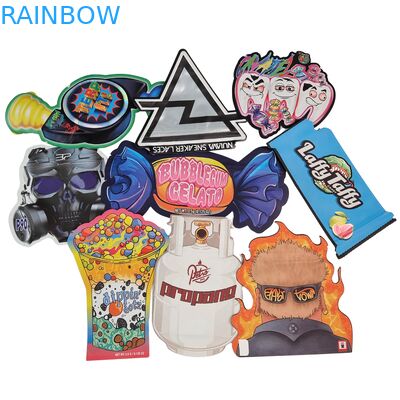 Rainbow Packaging Custom Die Cut Mylar Bags Forma Speciale 3.5g 7g 14g 28g Childproof Smell Proof Edible Plastic Flower Bag