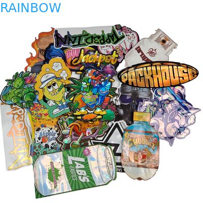 Rainbow Packaging Custom Die Cut Mylar Bags Forma Speciale 3.5g 7g 14g 28g Childproof Smell Proof Edible Plastic Flower Bag