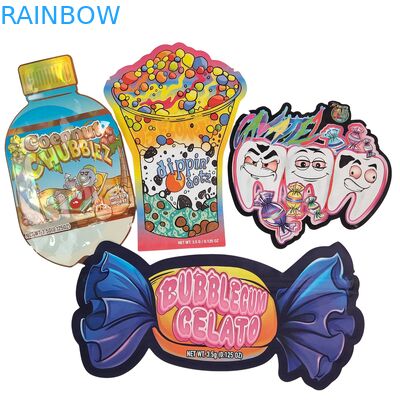 Logo personalizzato 3.5g 7g 14g Sacchetto richiudibile in plastica PE per alimenti con chiusura a zip in lamina, a prova di odore per erbe, caramelle gommose, sacchetto Mylar