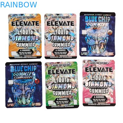 Sacchetti Mylar da 3,5 g per confezionamento di caramelle gommose all'estratto di funghi, Doypack con cerniera, a prova di odore, busta stand-up