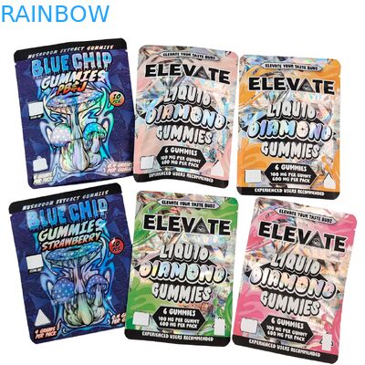 Sacchetti Mylar da 3,5 g per confezionamento di caramelle gommose all'estratto di funghi, Doypack con cerniera, a prova di odore, busta stand-up