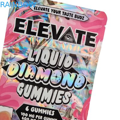 Sacchetti Mylar da 3,5 g per confezionamento di caramelle gommose all'estratto di funghi, Doypack con cerniera, a prova di odore, busta stand-up