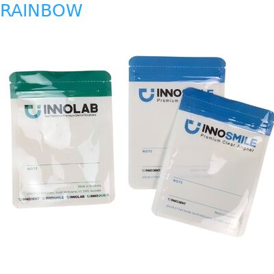 Borsa con cerniera per allineatori dentali con logo personalizzabile, termosaldatura e lato singolo in plastica Mylar trasparente