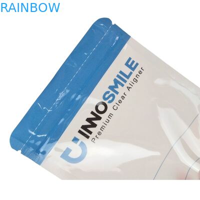 Borsa con cerniera per allineatori dentali con logo personalizzabile, termosaldatura e lato singolo in plastica Mylar trasparente
