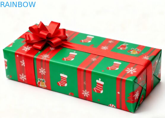 Scatole regalo rettangolari Kraft riciclabili biodegradabili con coperchio pieghevole, nastro, rivestimento UV, opaco, personalizzate per compleanno e Natale