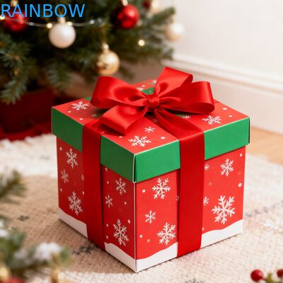 Scatole regalo rettangolari Kraft riciclabili biodegradabili con coperchio pieghevole, nastro, rivestimento UV, opaco, personalizzate per compleanno e Natale