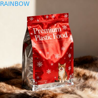 Sacchetti di plastica personalizzati per alimenti per animali domestici con fondo piatto grande per cibo per cani 500g 1kg 2,5kg 10kg Confezione con cerniera Mylar