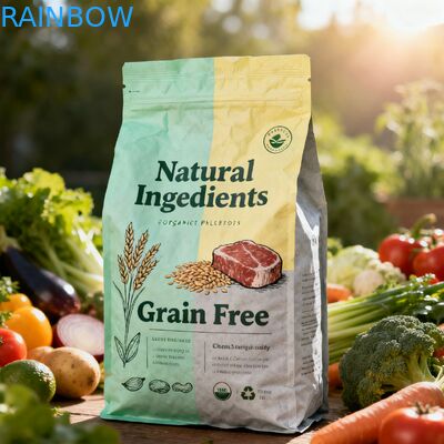 Imballaggio alimentare biodegradabile per animali su misura Sacchetti di Mylar Side Gusset Sacchetto per cani, gatti e animali da compagnia Sacchetto a cerniera con valvola