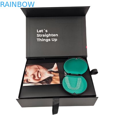 Scatola di imballaggio per allineatori dentali personalizzati con chiusura magnetica spessore 350 g e design personalizzabile per allineatori dentali