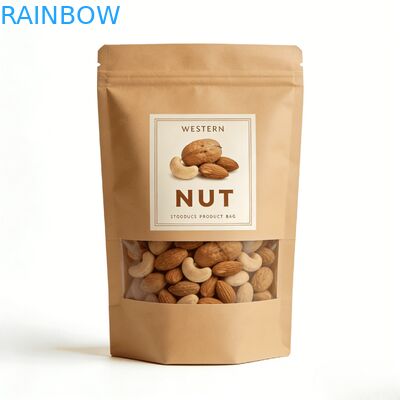 Busta stand up personalizzata con stampa digitale in carta kraft termosaldabile con finestra per alimenti per animali domestici e snack, a prova di umidità