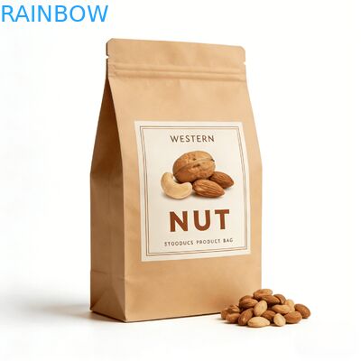 Busta stand up personalizzata con stampa digitale in carta kraft termosaldabile con finestra per alimenti per animali domestici e snack, a prova di umidità