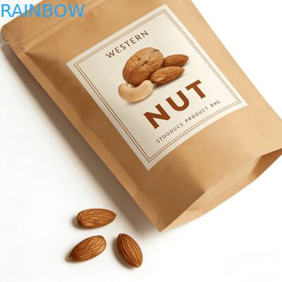 Busta stand up personalizzata con stampa digitale in carta kraft termosaldabile con finestra per alimenti per animali domestici e snack, a prova di umidità