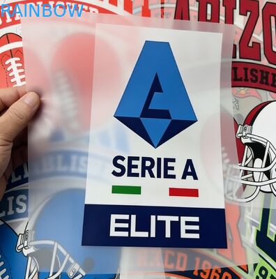 Etichetta di stampa termologica olografica d'argento luminosa personalizzata Sticker di abbigliamento per trasferimento di calore