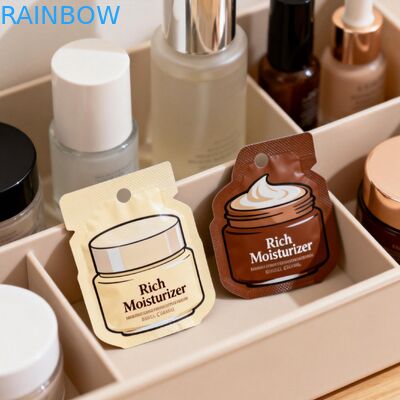 Lozione per la cura della pelle personalizzata Crema imballaggio di plastica Piccolo campione cosmetico sacchetto sacchetto di foglio Mylar sacchetti di sigillo termico sacchetti di piccolo mini sacchetto