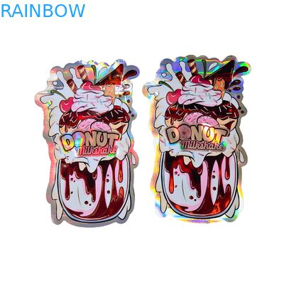 Sacchetti olografici personalizzati in mylar con cerniera richiudibile - A prova di odore, materiale per uso alimentare e design personalizzabile per il confezionamento di snack