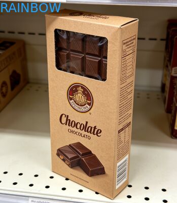 Scatola personalizzata in carta Kraft biodegradabile per uso alimentare con finestra trasparente per il confezionamento di barrette di cioccolato