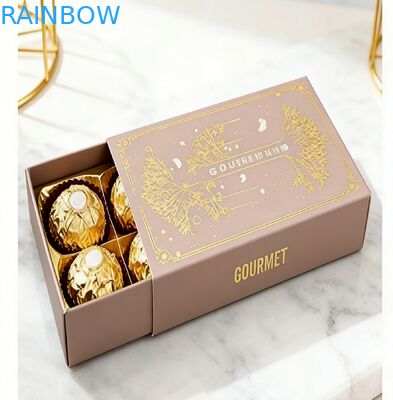 Confezione di scatole di cioccolato personalizzate con motivi in rilievo, confezione di scatole a cassetto per uso alimentare