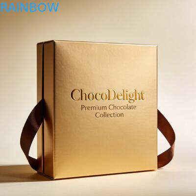 Scatola regalo di nozze stampata in foglio d'oro con finestra trasparente per dolci e cioccolatini