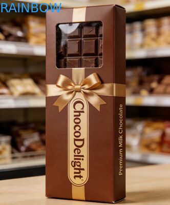 Scatola regalo di nozze stampata in foglio d'oro con finestra trasparente per dolci e cioccolatini