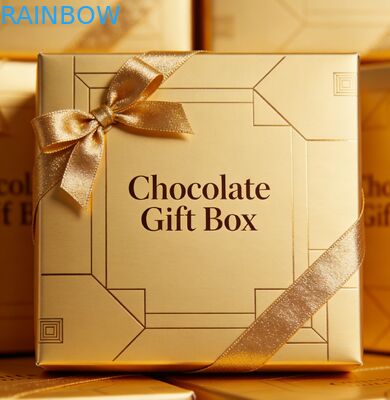 Scatola regalo di nozze stampata in foglio d'oro con finestra trasparente per dolci e cioccolatini