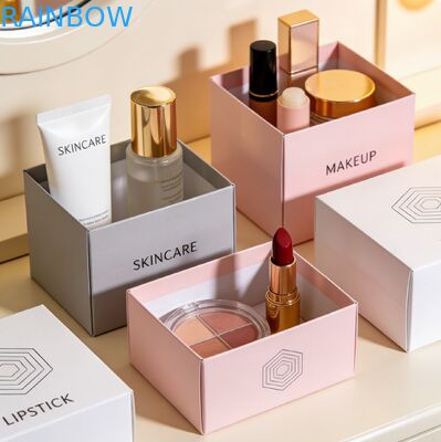 Scatola per imballaggio cosmetico biodegradabile con stampa personalizzata, scatola regalo per la cura della pelle con stampa a caldo dorata e goffratura, scatola regalo per profumi