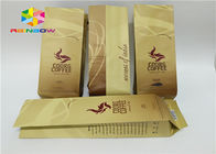 Borsa d'imballaggio del rinforzo del lato del caffè americano stampata abitudine per caffè arrostito con il sacchetto della polvere del chicco di caffè del legame della latta e della valvola