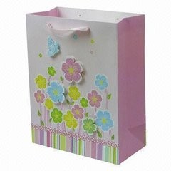Sacco di carta di stampa variopinto rosa delicato stampato fresco di Hnadle del fiore per il regalo