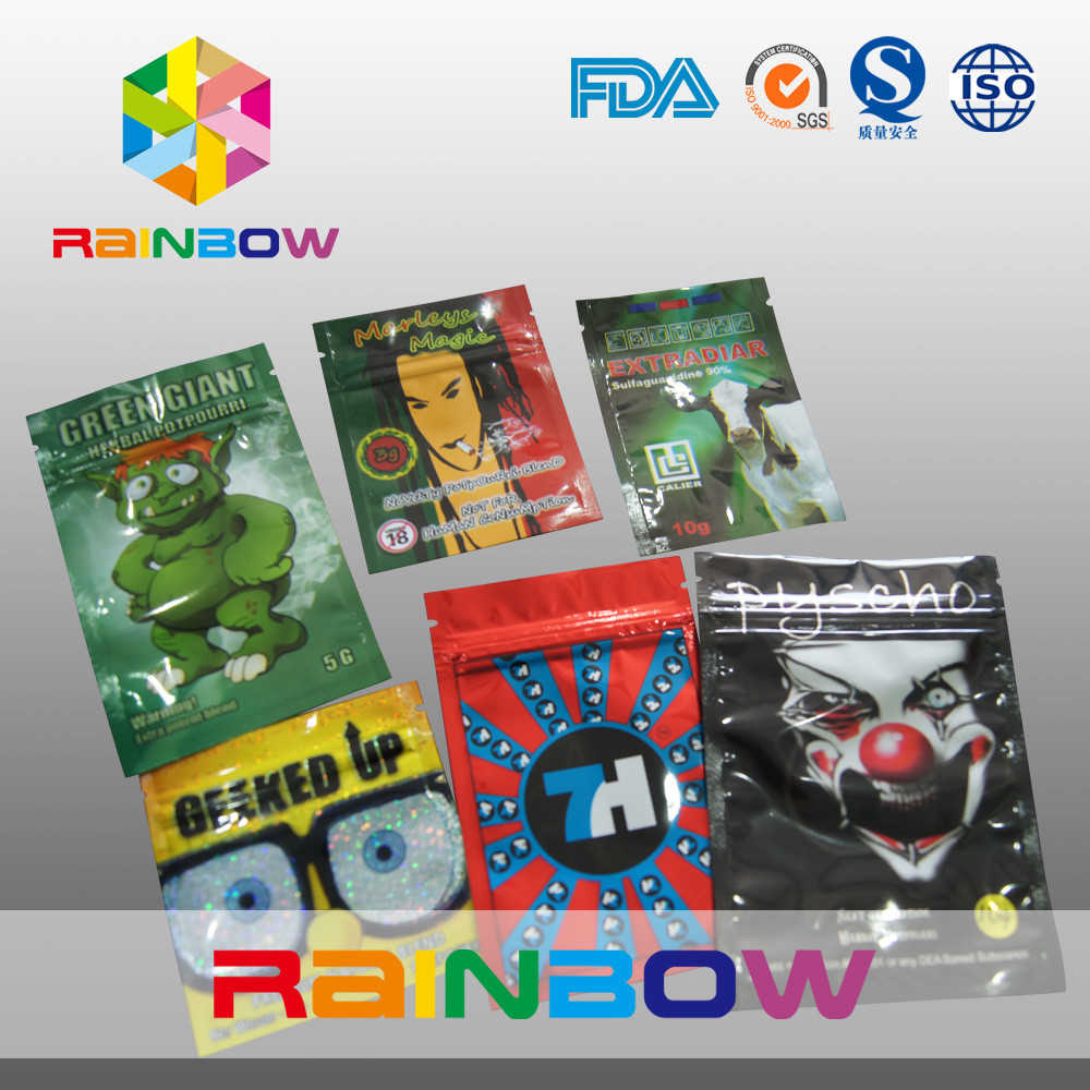 Imballaggio di erbe di incenso della guarnizione laterale tre/borsa della chiusura lampo potpourri della spezia