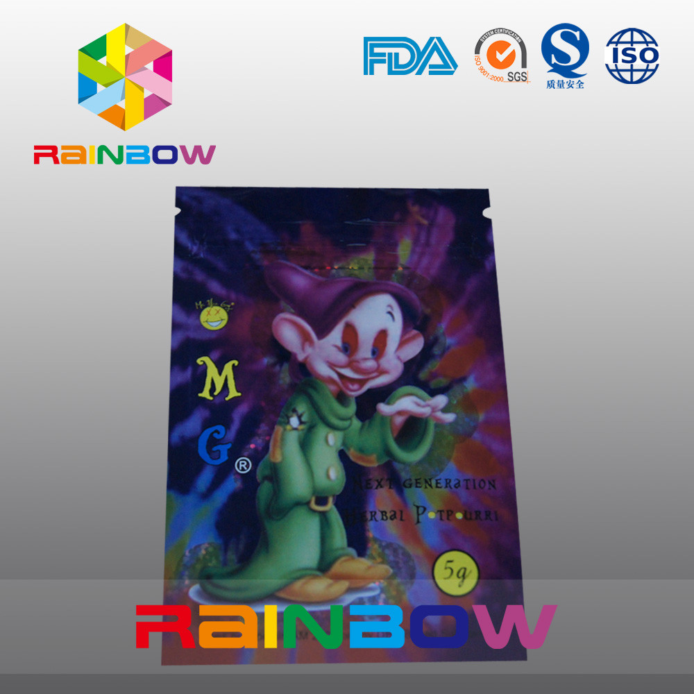borsa d'imballaggio di incenso di erbe laterale della guarnizione di 5g OMG tre con la chiusura lampo