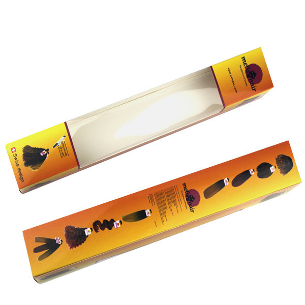 Scatola di carta che imballa con la chiara finestra, scatola di carta di estensione dei capelli di estensione dei capelli