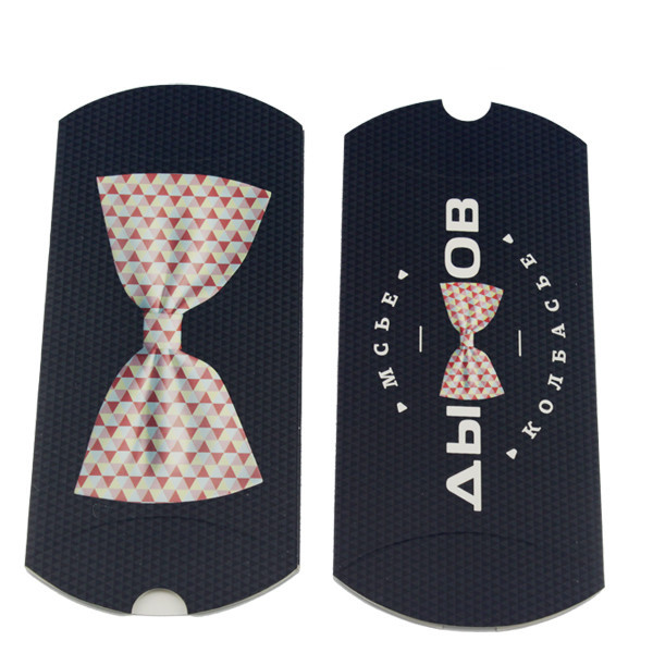 Scatola di carta di estensione nera dei capelli bianchi con la dimensione ed il logo su misura nella forma del cuscino