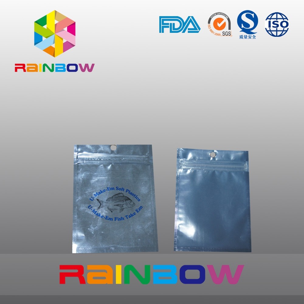 Sacchetto posteriore trasparente anteriore dell'alimento per animali domestici della stagnola con la chiusura lampo, borsa dell'esca di pesca