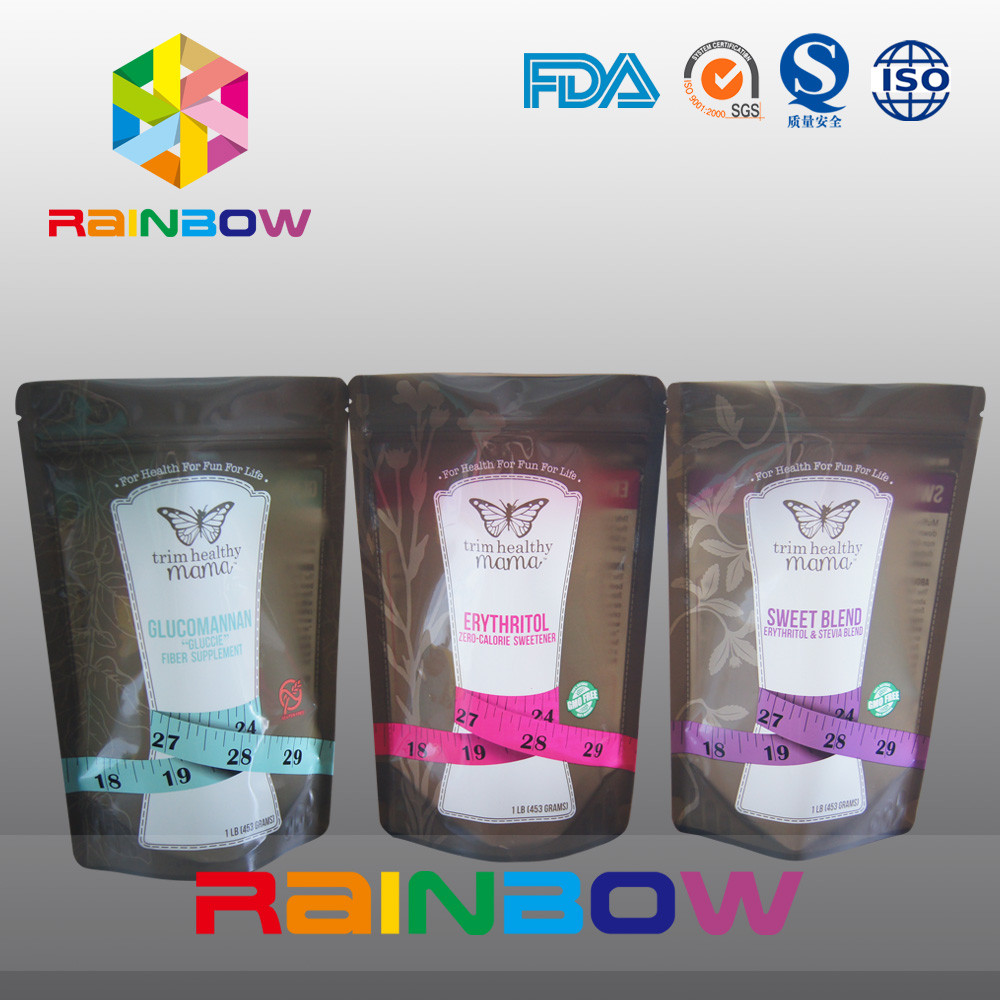 Il rinforzo inferiore a chiusura lampo di plastica insacca per l'imballaggio dello zucchero/caramella/spezia