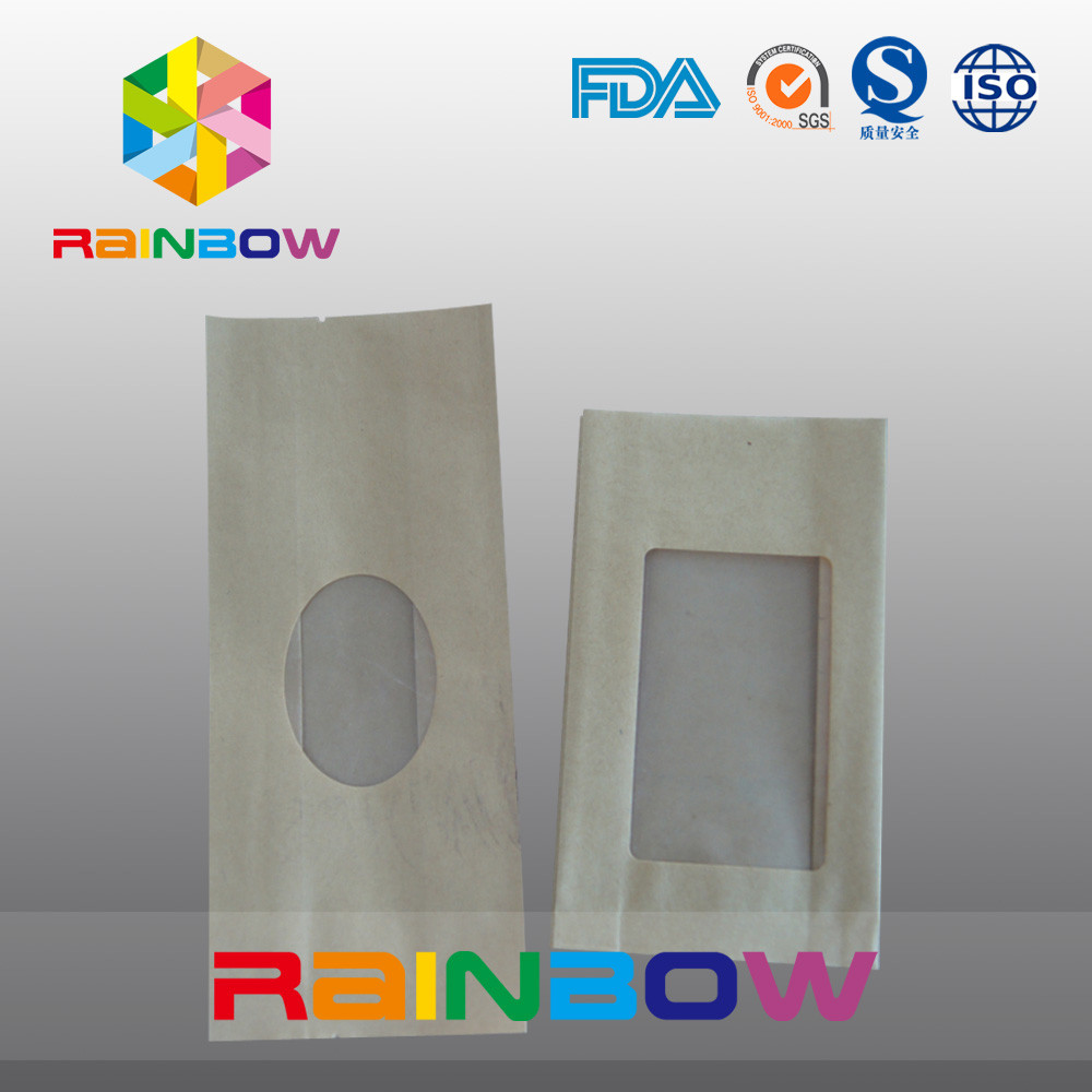 Borsa della carta kraft del rinforzo per Candy/commestibile asciutto che imballa con la chiara finestra